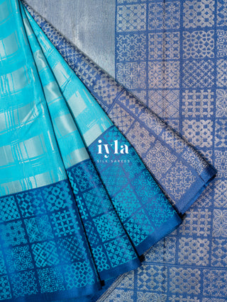 The Artistic Palette Kanjeevaram in Capri Blue