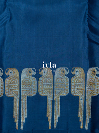 the Parrot’s Perch and Play Kanjeevaram in Prussian Blue