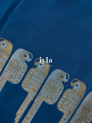 the Parrot’s Perch and Play Kanjeevaram in Prussian Blue