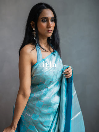 The Aqua Blue Persian Courtyard Silk Saree