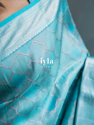 The Aqua Blue Persian Courtyard Silk Saree