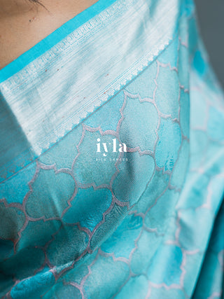The Aqua Blue Persian Courtyard Silk Saree