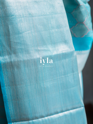 The Aqua Blue Persian Courtyard Silk Saree