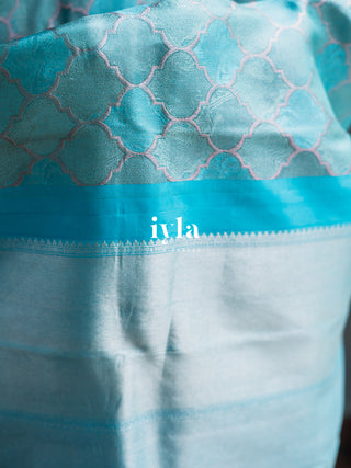 The Aqua Blue Persian Courtyard Silk Saree