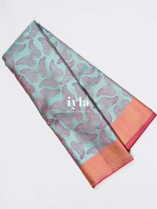 The Butterfly Weave Kanjeevaram in Baby Blue