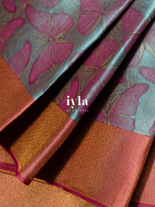 The Butterfly Weave Kanjeevaram in Baby Blue