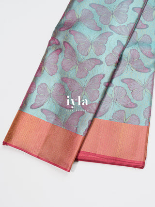 The Butterfly Weave Kanjeevaram in Baby Blue