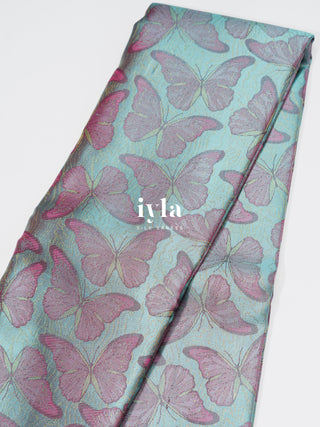 The Butterfly Weave Kanjeevaram in Baby Blue