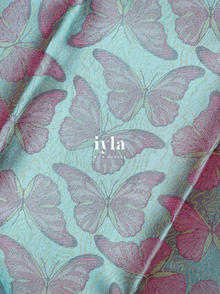The Butterfly Weave Kanjeevaram in Baby Blue