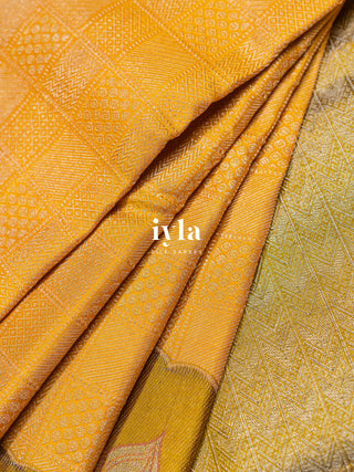 The Bridgerton Inspired Kanjeevaram in Amber Yellow