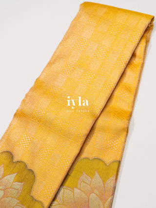 The Bridgerton Inspired Kanjeevaram in Amber Yellow