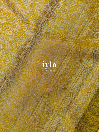 The Bridgerton Inspired Kanjeevaram in Amber Yellow