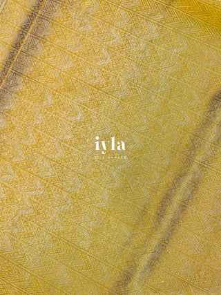 The Bridgerton Inspired Kanjeevaram in Amber Yellow