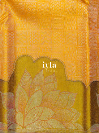 The Bridgerton Inspired Kanjeevaram in Amber Yellow