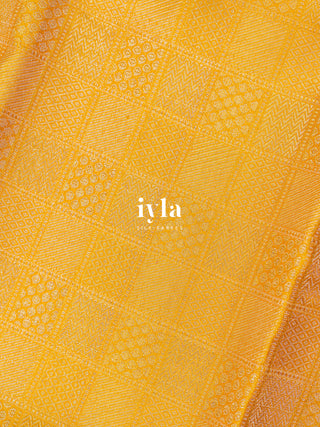 The Bridgerton Inspired Kanjeevaram in Amber Yellow