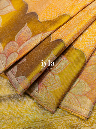 The Bridgerton Inspired Kanjeevaram in Amber Yellow