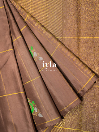 The Birds on Branches Silk Saree in Brown Sugar