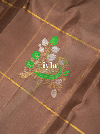 The Birds on Branches Silk Saree in Brown Sugar