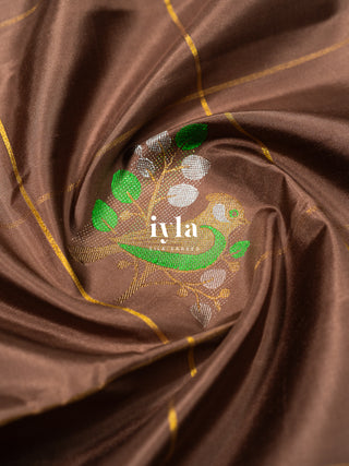 The Birds on Branches Silk Saree in Brown Sugar