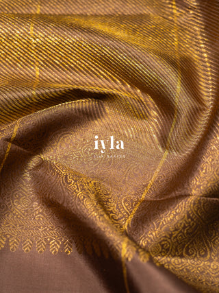 The Birds on Branches Silk Saree in Brown Sugar