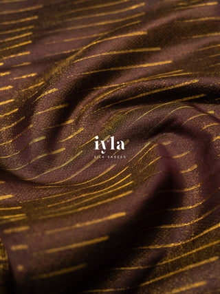 The Radha Krishna & Great Wave off Kanagawa Kanjeevaram in Mocha Brown