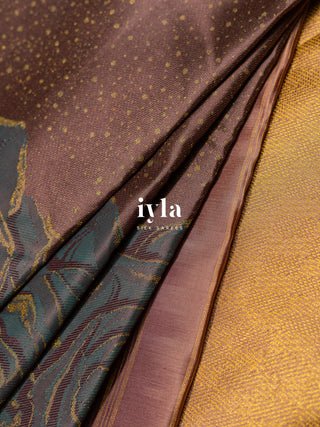 The Mocha Brown Damask Bloom Kanjeevaram