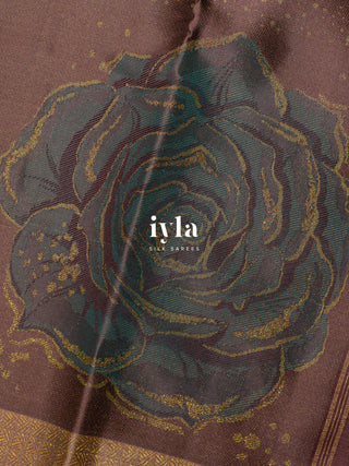 The Mocha Brown Damask Bloom Kanjeevaram