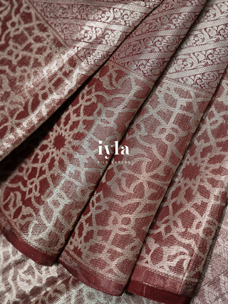 The Chestnut Brown Architectural Floral Kanjeevaram