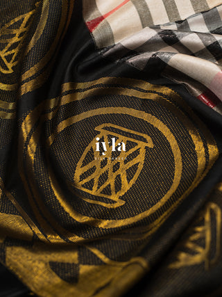The Burberry Checkered Kanjeevaram with Geometric Play Borders