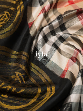The Burberry Checkered Kanjeevaram with Geometric Play Borders