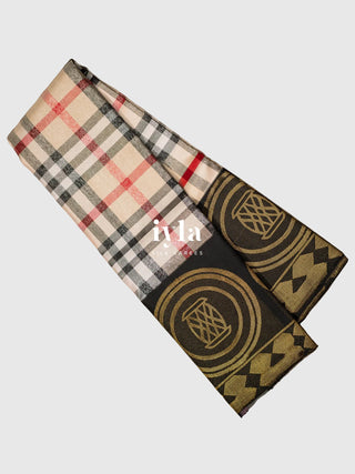 The Burberry Checkered Kanjeevaram with Geometric Play Borders