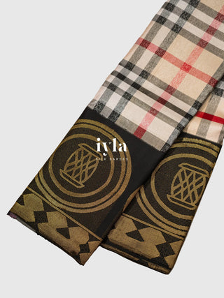 The Burberry Checkered Kanjeevaram with Geometric Play Borders