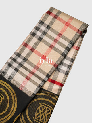 The Burberry Checkered Kanjeevaram with Geometric Play Borders