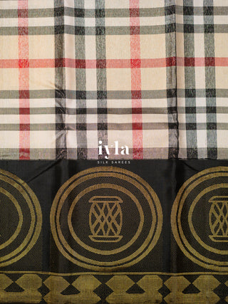 The Burberry Checkered Kanjeevaram with Geometric Play Borders