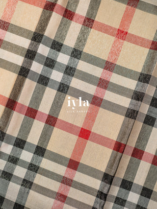 The Burberry Checkered Kanjeevaram with Geometric Play Borders