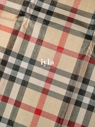 The Burberry Checkered Kanjeevaram with Geometric Play Borders