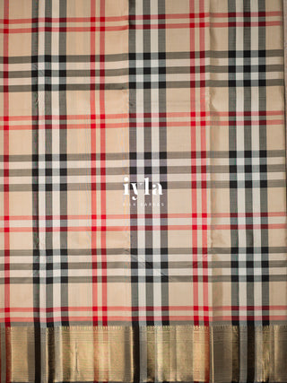 The Burberry Checkered Kanjeevaram in Pure Gold