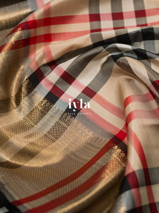 The Burberry Checkered Kanjeevaram in Pure Gold