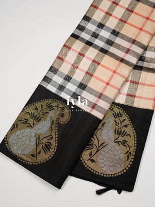 The Burberry Checkered Kanjeevaram with Peacock Border