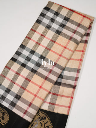 The Burberry Checkered Kanjeevaram with Peacock Border