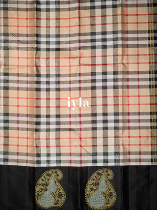 The Burberry Checkered Kanjeevaram with Peacock Border