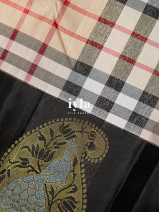 The Burberry Checkered Kanjeevaram with Peacock Border
