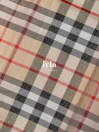 The Burberry Checkered Kanjeevaram with Peacock Border