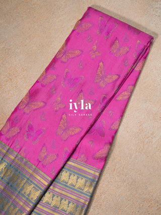 The Butterfly Wonder Kanjeevaram in Deep Fuschia