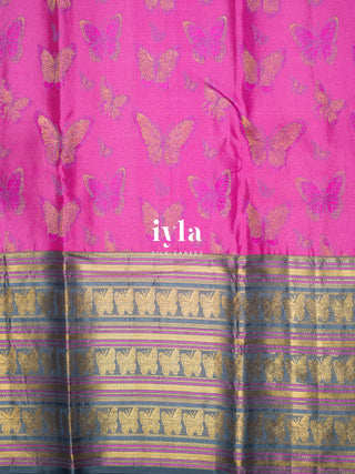 The Butterfly Wonder Kanjeevaram in Deep Fuschia