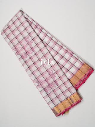 The White Butterfly Weave Checkered Kanjeevaram