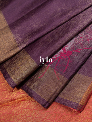 The Butterfly Ballet Kanjeevaram in Eggplant Purple