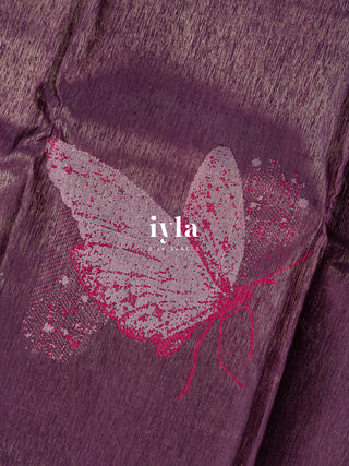 The Butterfly Ballet Kanjeevaram in Eggplant Purple
