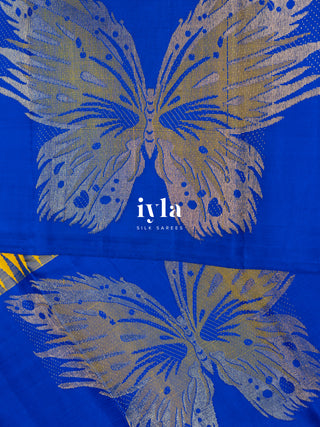 The Butterfly Damask Kanjeevaram in Pure Gold Zari