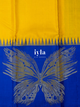 The Butterfly Damask Kanjeevaram in Pure Gold Zari